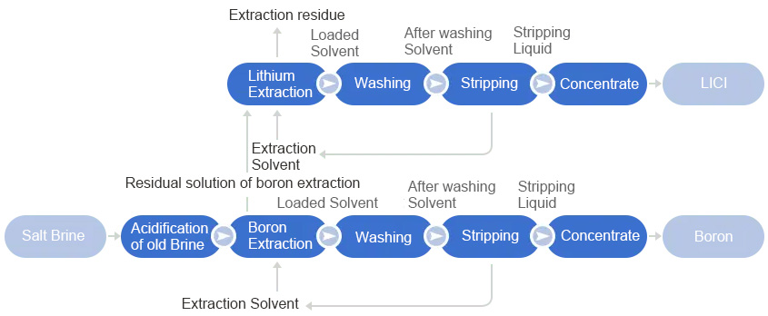 Lithium extraction from salt brine
